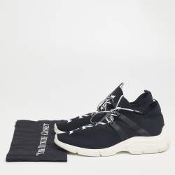 Prada Black Logo Knit Fabric Low-Top Sneakers Size 40.5