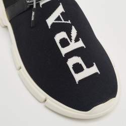 Prada Black Logo Knit Fabric Low-Top Sneakers Size 40.5