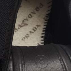 Prada Black Logo Knit Fabric Low-Top Sneakers Size 40.5