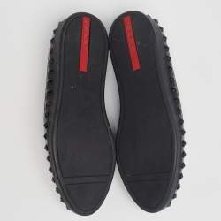 Pre Owned Prada Brown/Black Leopard Print Calf Hair And Patent Leather Embellished Slip On Sneaker Size 39.5