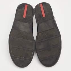 Prada Black Leather And Fabric Low Top Sneakers Size 41