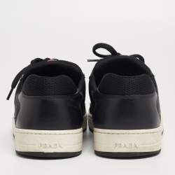 Prada Black Leather And Fabric Low Top Sneakers Size 41