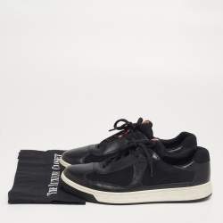Prada Black Leather And Fabric Low Top Sneakers Size 41