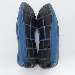 Pre Owned Prada Blue Leather Slip On Driving Loafers Size 43