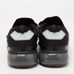 مملوكة مسبقًا Prada Black Knit Fabric And Leather Cloudbust Sneakers Size 42.5