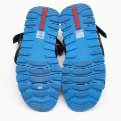 Prada Sport Black Leather And Fabric Flat Sandals Size 41.5