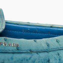 Prada Blue Ostrich Slip On Loafers Size 40