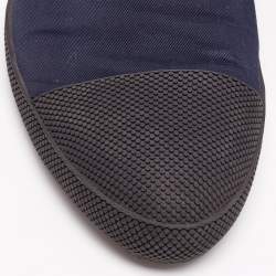 Prada Navy Blue/Black Canvas and Textured Rubber Cap-Toe Low-Top Sneakers Size 44 1/3