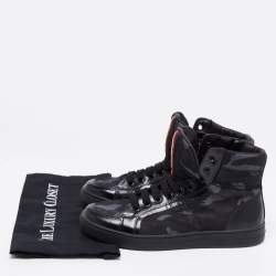 Prada Tricolor Leather And Fabric Camouflage High Top Sneakers Size 41