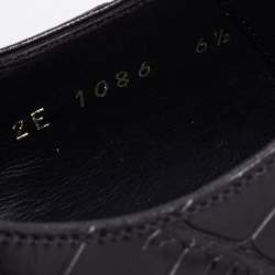Prada Black Croc Embossed Leather Derby Size 40.5