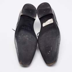 Prada Black Croc Embossed Leather Derby Size 40.5