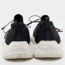 Prada Black/White XY Logo Knit Fabric Sock Sneakers Size 37