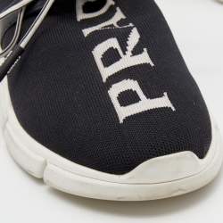 Prada Black/White XY Logo Knit Fabric Sock Sneakers Size 37