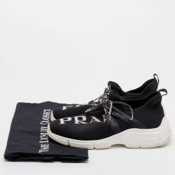 Prada Black/White XY Logo Knit Fabric Sock Sneakers Size 37