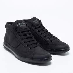 Prada Black Canvas High Top Sneakers Size 41 