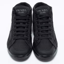 Prada Black Canvas High Top Sneakers Size 41 