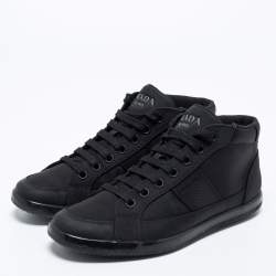 Prada Black Canvas High Top Sneakers Size 41 