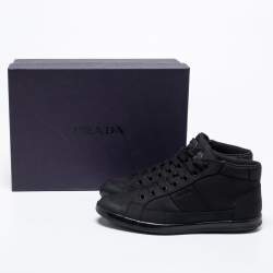 Prada Black Canvas High Top Sneakers Size 41 