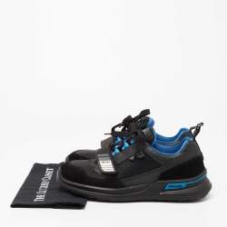 Prada Black Mechano Leather and Mesh  Sneakers Size 41.5