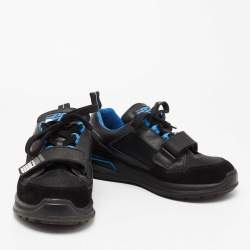 Prada Black Mechano Leather and Mesh  Sneakers Size 41.5