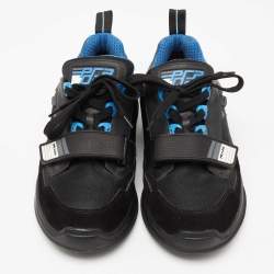 Prada Black Mechano Leather and Mesh  Sneakers Size 41.5
