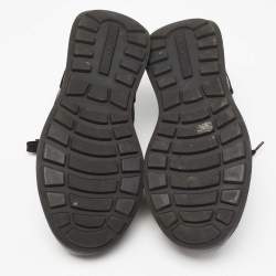 Prada Black Mechano Leather and Mesh  Sneakers Size 41.5