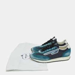 مملوكة مسبقًا Prada Blue Suede And Nylon Low Top Sneakers Size 42