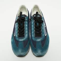 مملوكة مسبقًا Prada Blue Suede And Nylon Low Top Sneakers Size 42