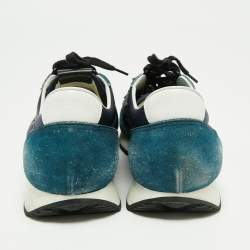 مملوكة مسبقًا Prada Blue Suede And Nylon Low Top Sneakers Size 42