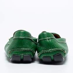 Prada Green Leather Slip On Loafers Size 40