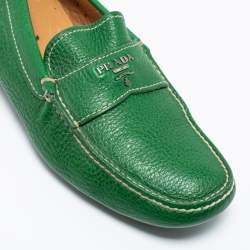 Prada Green Leather Slip On Loafers Size 40