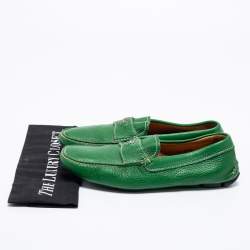 Prada Green Leather Slip On Loafers Size 40
