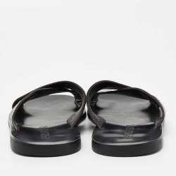 Prada Brown Croc Embossed Leather Crisscross Flat Sandals Size 40