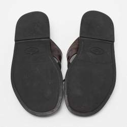 Prada Brown Croc Embossed Leather Crisscross Flat Sandals Size 40