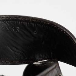 Prada Brown Croc Embossed Leather Crisscross Flat Sandals Size 40