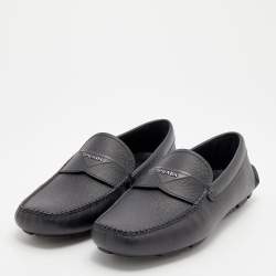 Prada Black Saffiano Leather Slip on Loafers Size 40.5