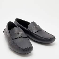Prada Black Saffiano Leather Slip on Loafers Size 40.5