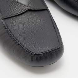 Prada Black Saffiano Leather Slip on Loafers Size 40.5