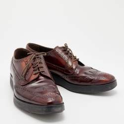 Prada Two Tone Brogue Leather Lace Up Derby Size 41 