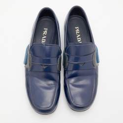 Prada Blue Leather Slip on Loafers Size 41.5