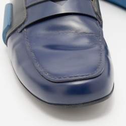 Prada Blue Leather Slip on Loafers Size 41.5