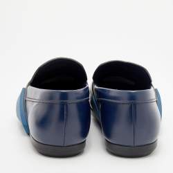 Prada Blue Leather Slip on Loafers Size 41.5