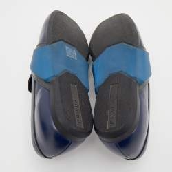 Prada Blue Leather Slip on Loafers Size 41.5