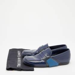 Prada Blue Leather Slip on Loafers Size 41.5