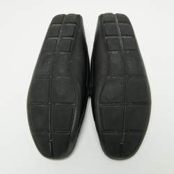 Pre Owned Prada Black Saffiano Leather Slip On Loafers Size 46