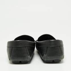 Pre Owned Prada Black Saffiano Leather Slip On Loafers Size 46