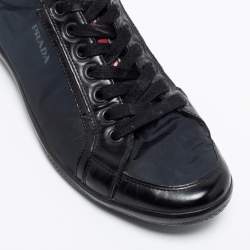 Prada Black Nylon and Leather Low Top Sneakers Size 42.5 