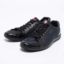 Prada Black Nylon and Leather Low Top Sneakers Size 42.5 