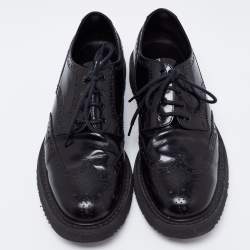 Prada Black Brogue Leather Lace Up Oxford Size 42