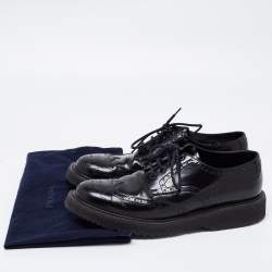 Prada Black Brogue Leather Lace Up Oxford Size 42